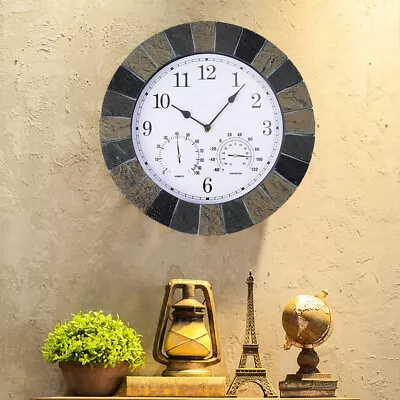 Outdoor Garden Vintage Wall Clock With/Thermometer /Hygrometer Display • £14.95