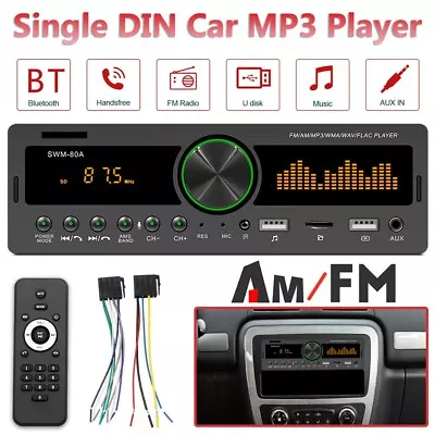 Car Stereo Radio Bluetooth Vintage Single Din Head Unit MP3 Player AUX/FM/USB/TF • $32.99