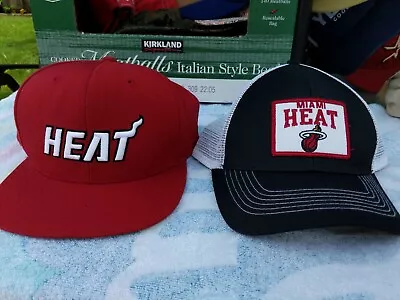 LOT OF TWO!!! MIAMI HEAT HATS Mitchell&Ness Wool & FAN FAV SNAPBACK • $26