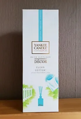 NEW & SEALED YANKEE CANDLE REED DIFFUSER  DECOR  CLEAN COTTON  170ml  • £19.99