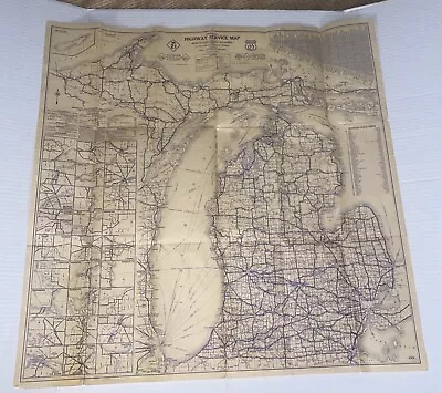 Vintage 1930 Michigan Highway Service Road Map Gousha Co Dillman Union Litho No4 • $38.97