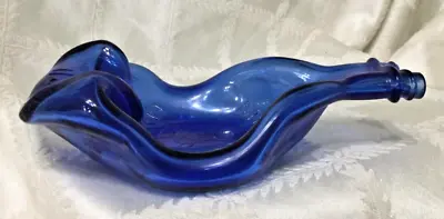 Vintage Melted Cobalt Blue Bottle Spoon Rest Soap Dish Ashtray Pipe Rest • $8.87