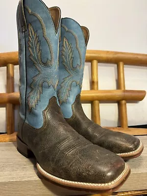Men's Cowboy Boots Ariat Pecos Size 11d Brown / Igloo Blue Leather 10027168 • $77