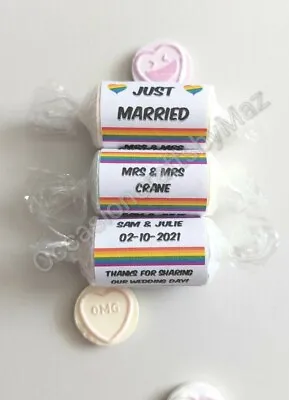 Personalised Pride Rainbow Sweets Mr & Mr Mrs & Mrs Love Heart Sweets • £6.99