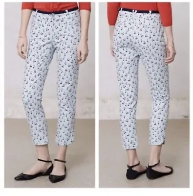 Anthropologie Cartonnier Pants Charlie Ankle Trousers Floral Cherries Size 4 • $22