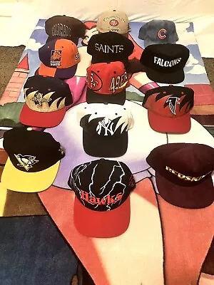 Lot Of 13 Vintage Hats Logo Athletic Starter Starline Twins Enterprise Etc • $300