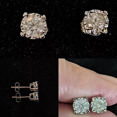 Vintage 10K White Gold Diamond .50 Point CTW Stud Earrings  • $350