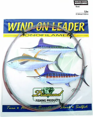 Momoi Diamond Monofilament Wind On Leader Smoke Blue 300 Pound 25 Feet • $19.99