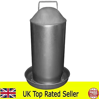 Galvanised Metal Chicken Drinker Water Dispenser 4 Gallon Hen Poultry • £54.99