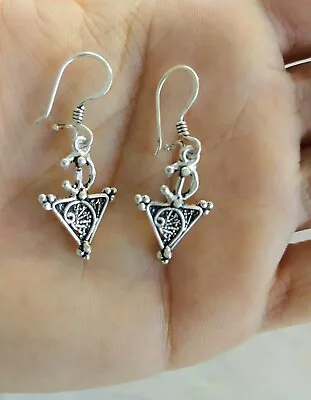 Berber Earrings Moroccan Silver Sterling Tuareg Filigree Dangle Tazerzit Earring • $23