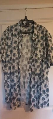 Men's Palm Tree Print Short Sleeved Shirt XXL Buttoned Down Collars 100% Cotton • £5.99