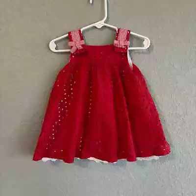 Mayoral Girls 6 Month Summer Dress Sleeveless Eyelet Red • $15