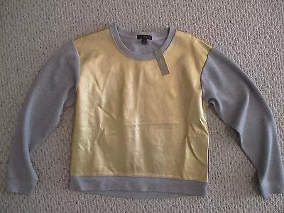 J Crew Sweatshirt Gold Foil Metallic & Gray Top Size S NWT • $44.99