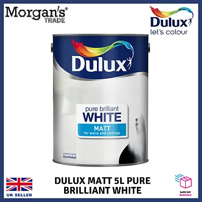 Dulux Matt Emulsion Paint Pure Brilliant White 5l Walls Ceilings Interior • £20.99