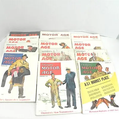 Vintage 1957 Motor Age Magazine Full Calendar Year Lot Of 12 Car Repairs • $116.97