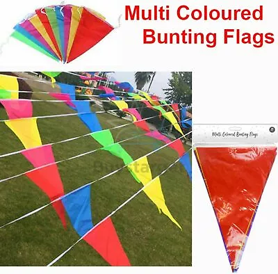 🔥20 Flags Multi Colour Bunting Banner Party Event Home Garden Decoration UK • £2.45