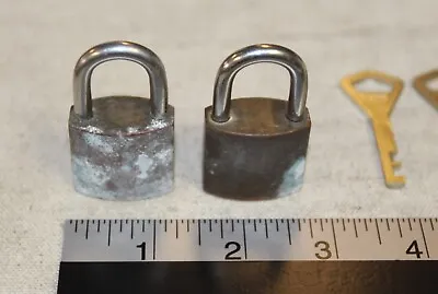 2 X Vintage Abloy Mini Padlocks With 4 Key - Slightly Corroded - Tested Good • $25