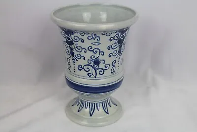 Vintage Delft Footed Urn Vase Blue Floral Made Holland 5 7/8  • $29