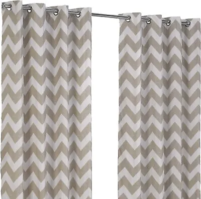 Hamilton McBride CHEVRON Striped Ring Top Lined Curtains. 4 Colours 8 Sizes • £19.90
