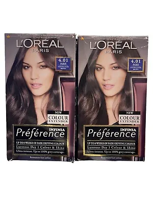 2x L'Oreal Paris Preference Infinia Hair Dye Permanent Hair Colour 4.01 Paris • £17.95