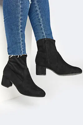 Yours Clothing Block Heel Stretch Boots In Wide & Extra Wide Fit • £40.99