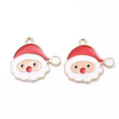 10 Cheeky Looking Christmas Santa Father Christmas Gold Tone Charm Pendants • £4.75
