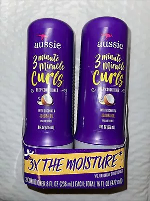 Lot Of 2 Aussie 3 Minute Miracle Curls Deep Conditioner 8 Ounce Coconut Jojoba • $23.77