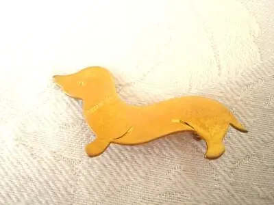 Vintage Gold Tone Dachshund Doxie Pin Brooch 1 X 1 7/8 In. • £9.64