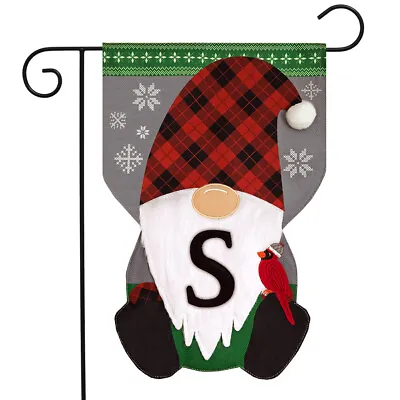 Winter Gnome Burlap Monogram Letter S Garden Flag 18  X 12.5  Briarwood Lane • $11.99