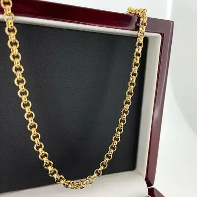 £24.99 • Buy 4mm Gold 9ct GF Diamond Cut Pattern Belcher Chain Gift Men Gents Women Filled