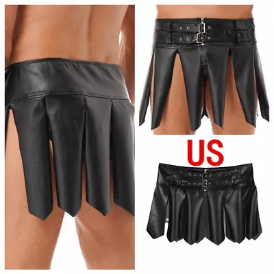 US Sexy Men Roman Gladiator Pleated Split Wrap Skirt Vintage Fringe Tassel Skirt • $15.80