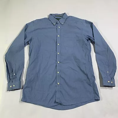 Eddie Bauer Shirt Mens Large Tall Blue Long Sleeve Relaxed Fit Checker Plaid • $8.70