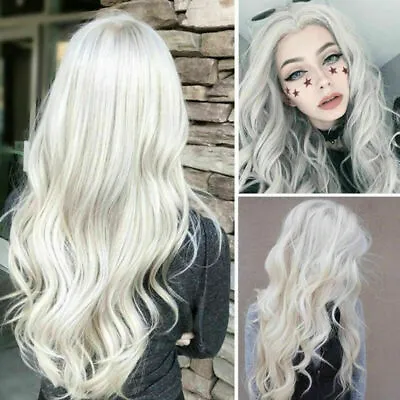 £10.99 • Buy Womens Ladies Real Ombre Blonde Long Curly Wigs Natural Wavy Hair Cosplay Wig UK