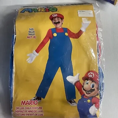 Medium (7-8) Kids Mario - Super Mario Halloween Cos - Overalls Hat & Mustache • $29.99
