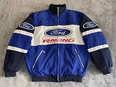 Adults F1 Team Racing Ford Jacket Embroidery Cotton Padded Blue/White • £45