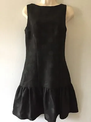 Jaeger Boutique 8 Dress Black With Frill Hem Work Office Occasion RRP£160 • £69.99