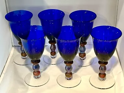 Mikasa Estate Slate Blue Water Goblets Set Of 6. - Cobalt Blue • $229.99