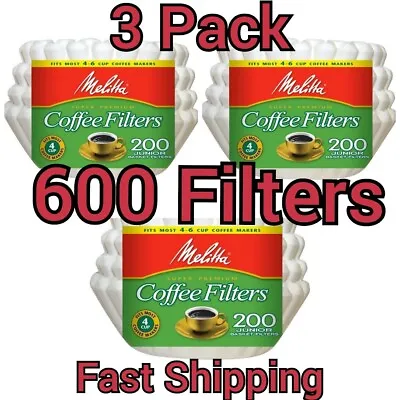  600 Melitta Jr. Basket Filters - White - 4 To 6-Cup - 3 Pack's Of 200  • $16.79