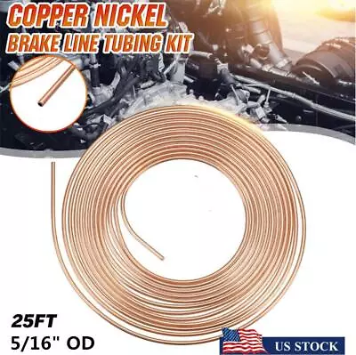 1PCS Steel Zinc Copper Nickel Brake Line Tubing Kit 5/16 In OD 25 Ft Coil Roll • $26.31