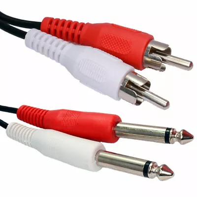 £2.63 • Buy 0.5m 6.35mm 1/4 Inch MONO Jack Plugs To RCA Phono Plugs OFC Audio Cable [006685]