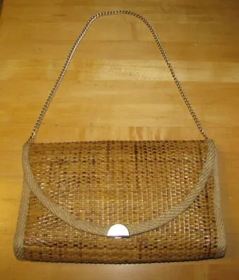 Vintage Italian Chain Shoulder Bag Rattan Straw Wicker Purse Made In Italy NR! • $39.95