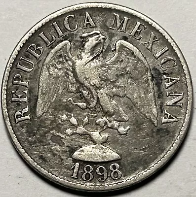 1898 Mexico Silver 20 Centavos CN M — Circulated • $32