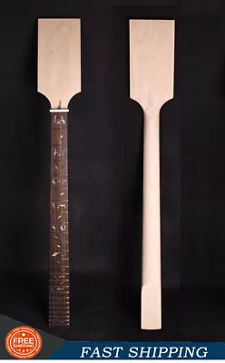 Guitar Bass Neck 4 String 24 Fret 34inch Maple Rosewood Fretboard Vine Inlay DIY • $68.24