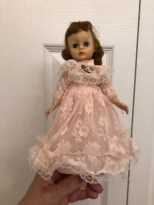 Vintage MME Alexander Cissette Doll 9  Tall In A Pink Frilly Lace Dress Jointed  • $100.99