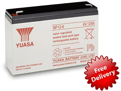 £25.13 • Buy NP12-6 Yuasa Valve Regulated Lead Acid Rechargeable Battery 12Ah 6v