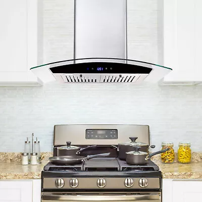 30in Wall Mount Range Hood 700CFM Stainless Steel Stove Vent Tempered Glass New • $164.99