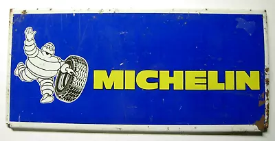 60s 70s Michelin Tire Metal Sign-  Bibendum Michelin Man - Off Of Metal Rack • $125