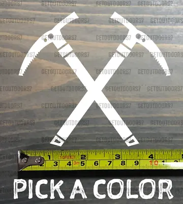 Ice Axe Sticker Decal Climbing Crossed Axes Tool Petzl Black Diamond Grivel XO • $3.99