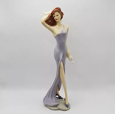 La Verona Glamorous Lady Figurine Sleek Purple Dress Red Head Woman Statue 11  H • $26
