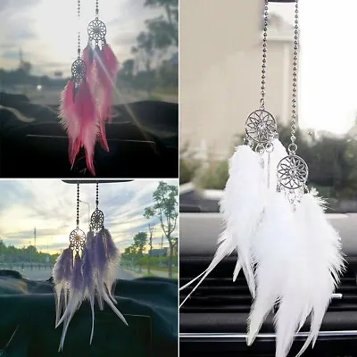 Hanging Pendant Feather Dream Catcher Crystal CharmCar Rear View Mirror Decor • £4.42